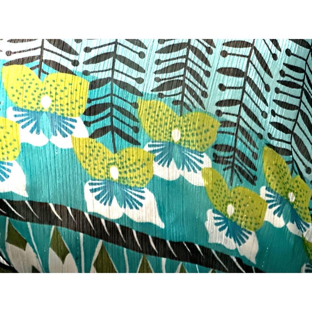 Wrapper Size Sm Teal Black Statement Print Deep V Wrap Tie Waist Peplum Top Chic - Picture 7 of 10